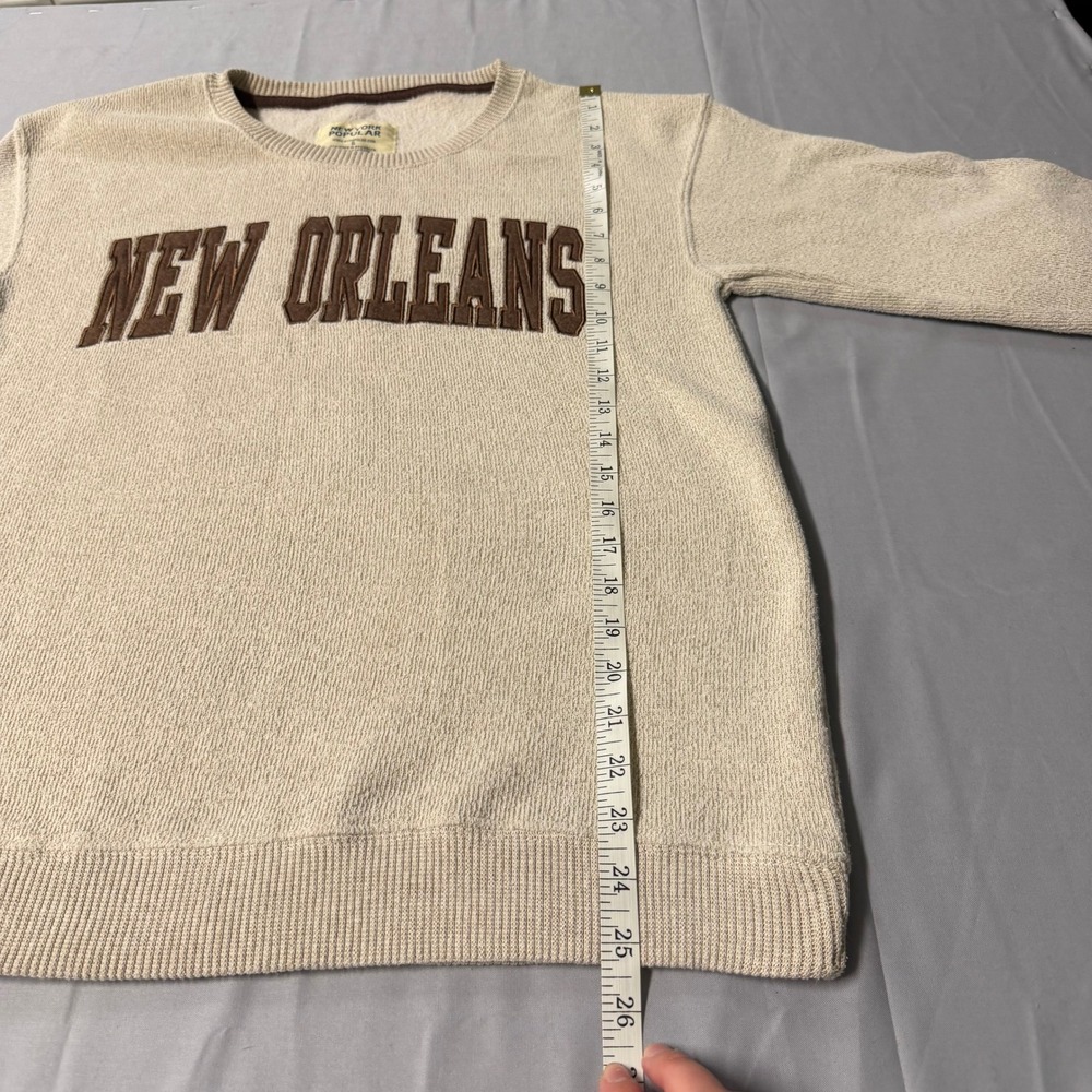 New York Popular New Orleans Sweatshirt Oatmeal Beige Brown Graphic Mens Small - Picture 4 of 6
